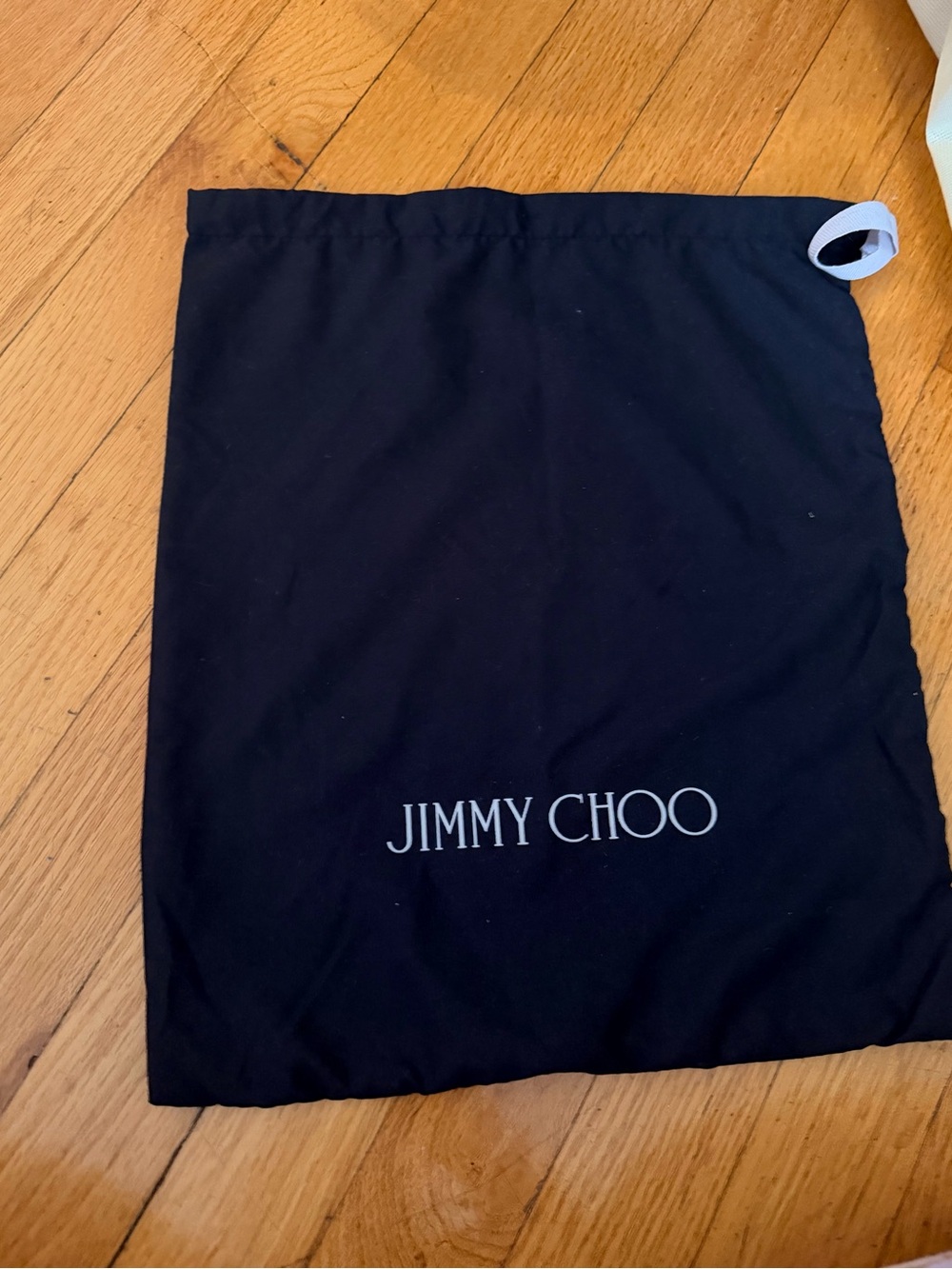 Jimmy Choo Black Drawstring Dust Bag with White Logo